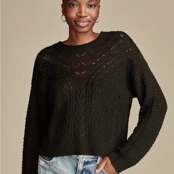 Lucky Brand Pointelle Crew Neck Sweater Size Small - Picture 1 of 11